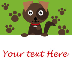 Dog holding blank paper