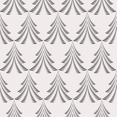 Obraz premium Seamless Christmas pattern. Stylized ornament of trees, firs on light gray background. Winter, New Year, nature theme texture. Vector