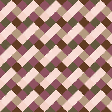 Seamless geometric checked pattern. Diagonal, square, woven lines. Rhombus texture. Brown, green, rose cold colored. Vector