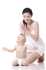 Curious baby and toy windmill