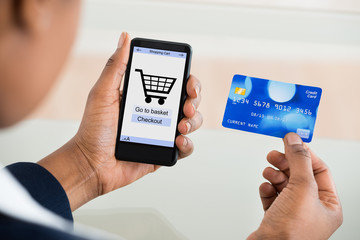 Woman Shopping On Mobile Phone
