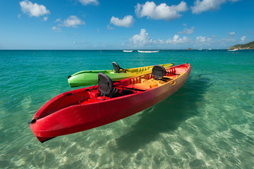 Kayaks in Grand Case beach, Saint Martin, French West Indies