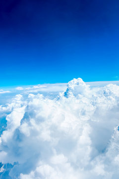 Aerial view of sky and cloud on airplane,Natural background
