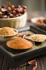 Red chili peppers and powder