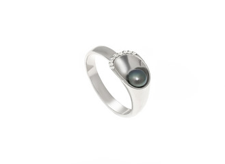 Ring with pearl isolation on white