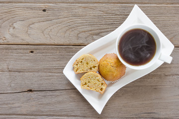 Banana cup cake with coffee cup