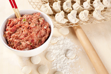 Close-up of Chinese dumpling