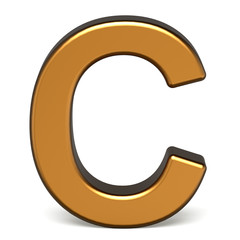 3d glossy gold letter C