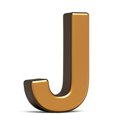 3d glossy gold letter J