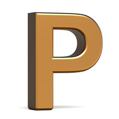 3d glossy gold letter P