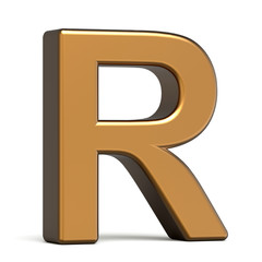 3d glossy gold letter R