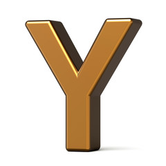 3d glossy gold letter Y