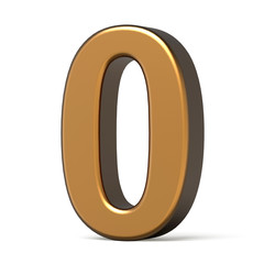 3d glossy gold number 0