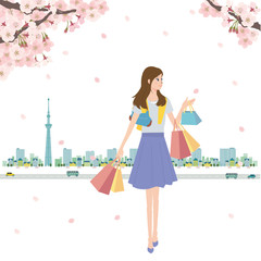 春　桜　イラスト　女性