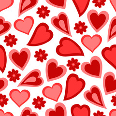Flowers and hearts. Romantic seamless background.