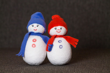 Pair Snowman. Soft toy.