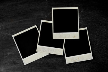 Photo frame of polaroid on black background.