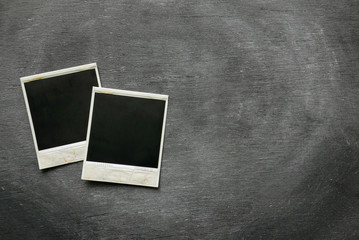 Photo frame of polaroid on black background.