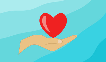 Vector image depicting heart held out in a hand