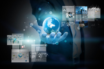 businessman holding virtual screen.business concept