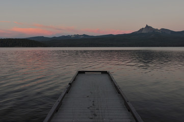 Sunset on Diamond Lake near Crater Lake, Oregon, USA