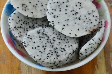 dragon fruit slice in bowl