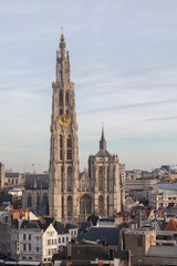 Fototapeta premium View over Antwerp with cathedral of our lady