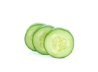 Fresh slice cucumber on white background