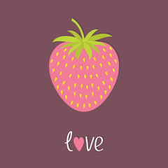 Strawberry icon. Isolated Violet background. Flat design.