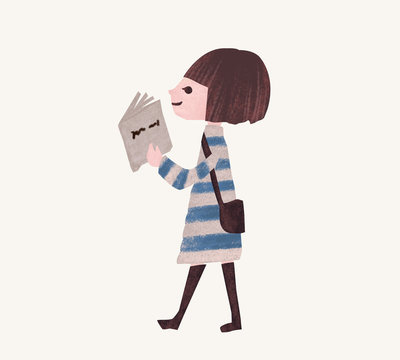 雑誌読む女性
