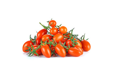 Grape or cherry tomatoes isolated on white background