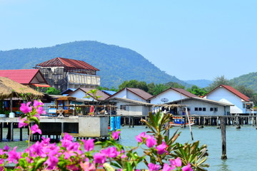 Fototapeta premium Fisherman village at bangsaray,chonburi city,thailand