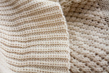 clothes from knitted knitwear close up