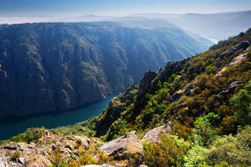   river with steep rocky banks. Galicia