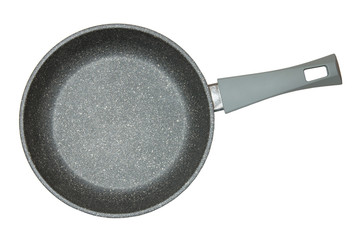 Gray frying pan  isolated on white background