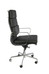 Black Office Chair on White Background, Side View