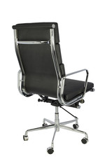 Black Office Chair on White Background, Back View