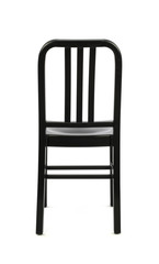 Black Metal Chair on White Background, Back View