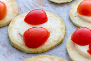 Eggplant with cheese and tomatoes