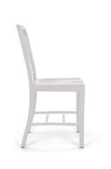 White Plastic Outdoor Chair on White Background, Side View