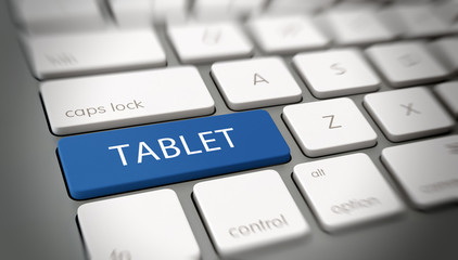 Word "TABLET" on a key on a modern keyboard