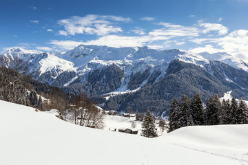 Fototapeta na wymiar Winterlandschaft bei Klosters, Graubünden, Schweiz