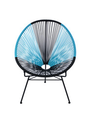 Blue and Black Outdoor Chair on White Background, Front View