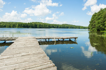 bridge over the lake on a sunny day