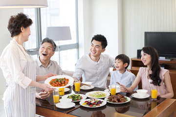 Happy family having lunch