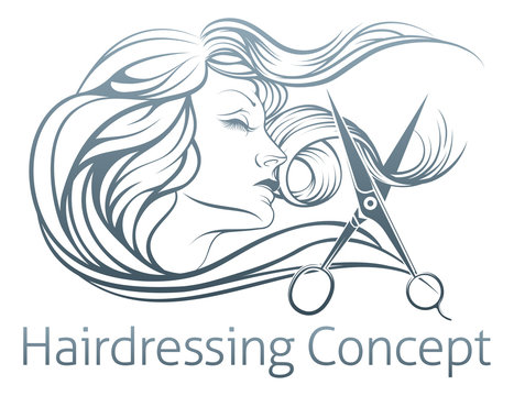 Woman Hairdresser Scissor Concept