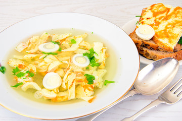 Healthy and Diet Food: Soup Egg Omelette