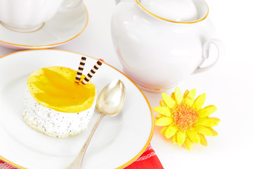 Sweets: Cream Cakes on Plate.