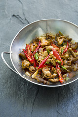 Chinese cuisine griddle pork intestines