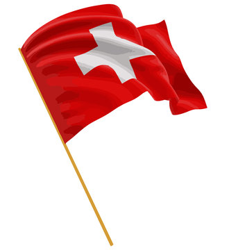 3D Swiss flag with fabric surface texture